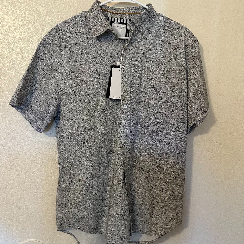 NWT Denim & Flower Ricky Singh Mens Button Down Grey Polo Shirt Size L